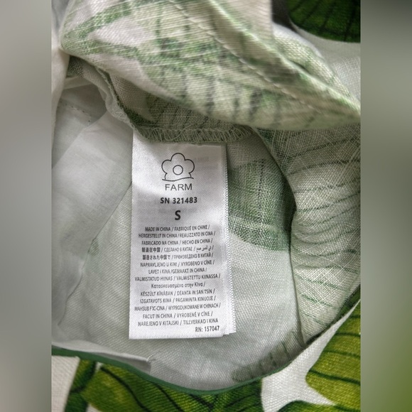 New Farm Rio Off White Palm Fan Leaves Jumpsuit Wide Leg Belted Tropical Vaca - Picture 6 of 7